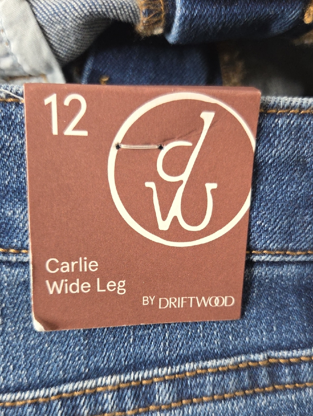 Driftwood Carlie Wide Leg Embroidered Retro Flower Womens Denim Jeans Size 12NWT - Picture 11 of 12